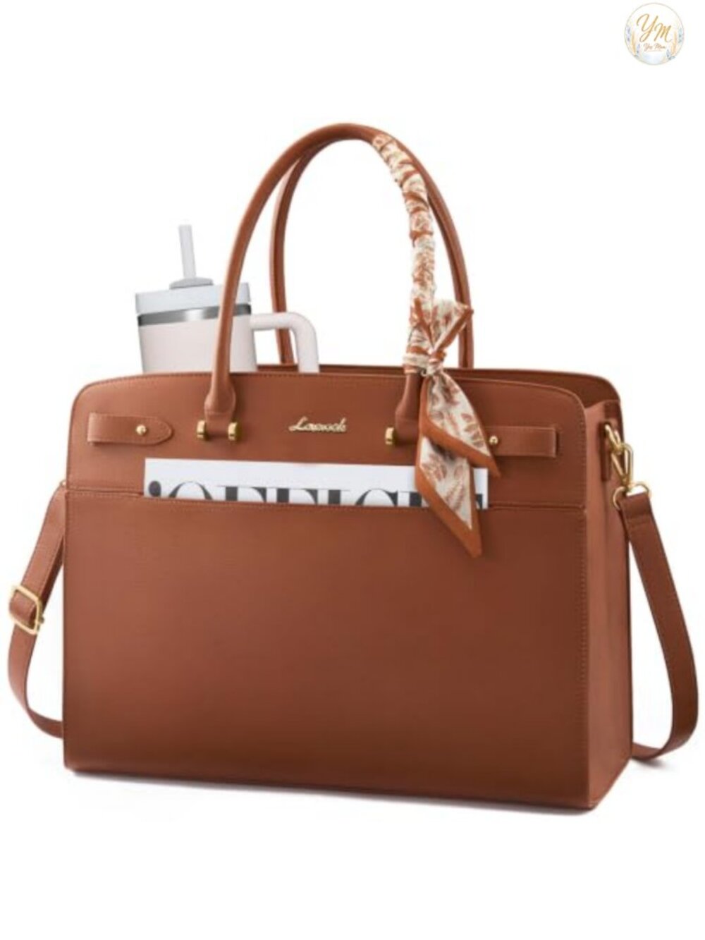 Faux Leather Laptop Tote Bag 15.6 Inch Work Briefcase Women's Handbag Teacher